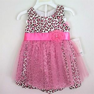 Bonnie Baby leopard light pink tulle dress